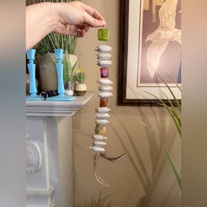 Handmade Coastal Beach House Decor Shell & Feather Ornament Wall Hanging